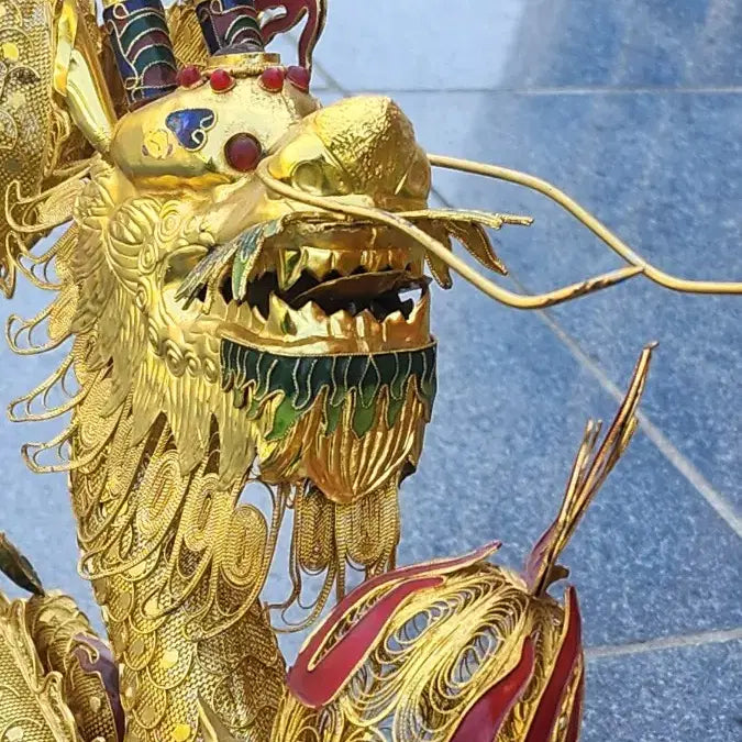 [BUNJANG] Chinese Antique Gilded Cloisonné Dragon Statue Ornament / 중국근대사 금도금 칠보용 조각상 장식품대형