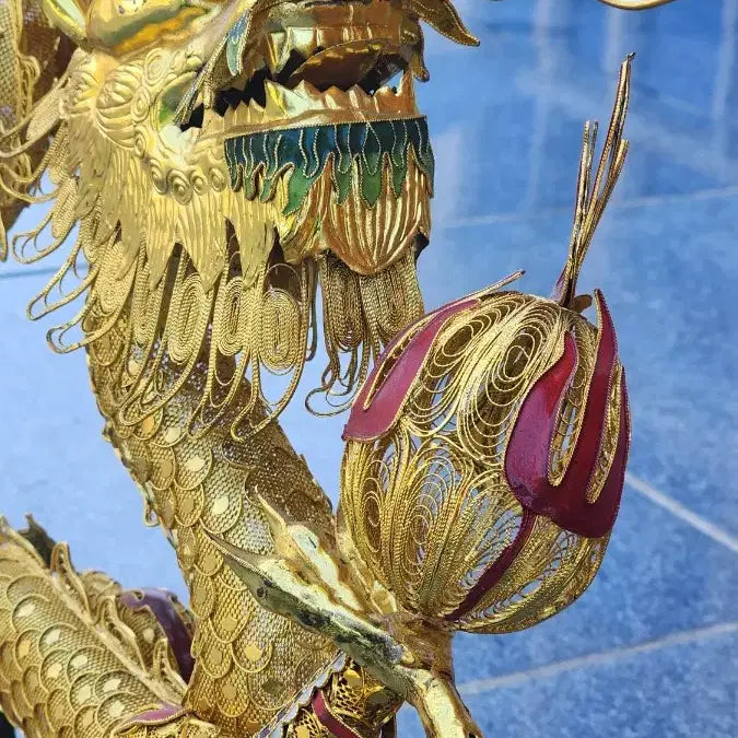 [BUNJANG] Chinese Antique Gilded Cloisonné Dragon Statue Ornament / 중국근대사 금도금 칠보용 조각상 장식품대형