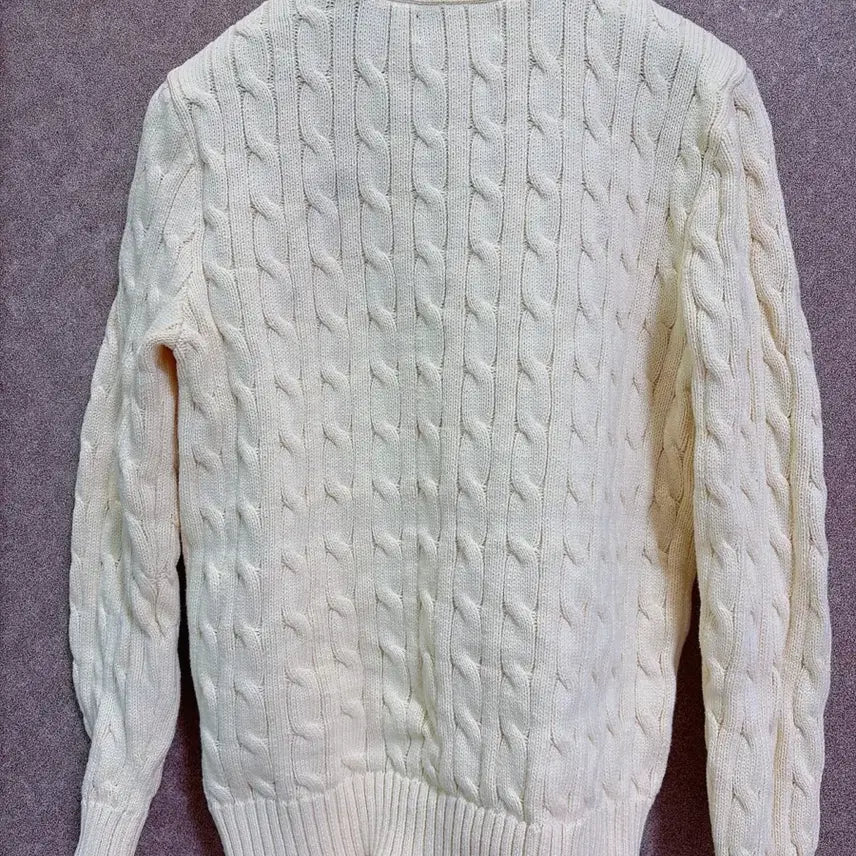 [BUNJANG] Polo Ralph Lauren Yellow Cable Knit Cardigan / 폴로 랄프로렌 옐로우 꽈배기 가디건