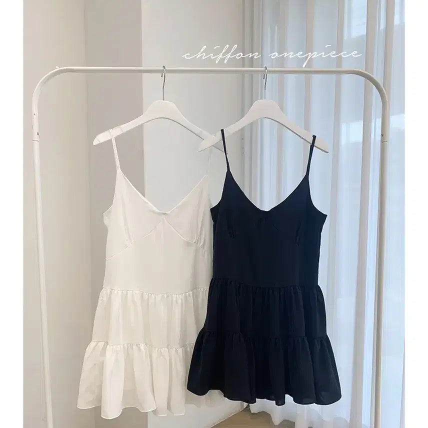 [BUNJANG] Sleeveless Mini Chiffon Dress / 나시 미니 쉬폰 원피스