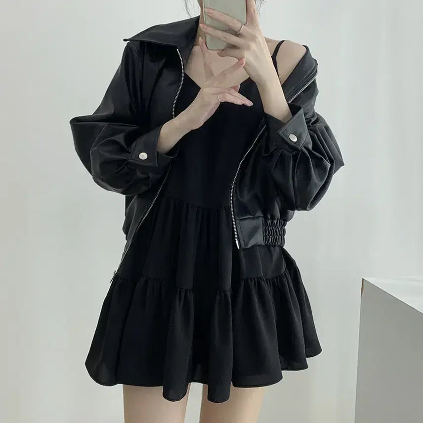 [BUNJANG] Sleeveless Mini Chiffon Dress / 나시 미니 쉬폰 원피스