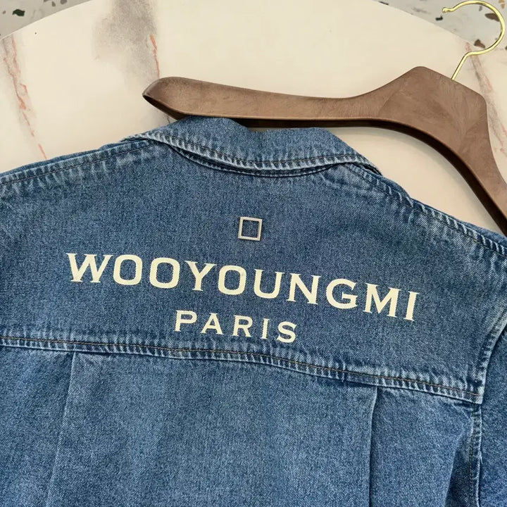 [BUNJANG] Wooyoungmi 23ss Back Logo Denim Short Sleeve Shirt / [정품] 23ss 우영미 백로고 데님 반팔 셔츠 청자켓