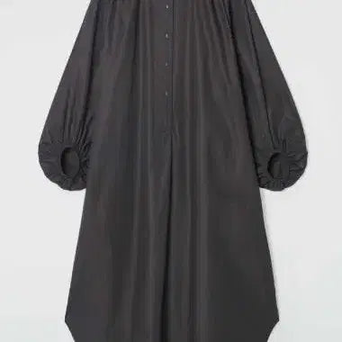 [BUNJANG] COS Gathered Balloon Sleeve Midi Dress Black Cotton Size 32 / COS게더스 벌룬 슬리브 미디 드레스(새제품)-32