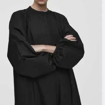 [BUNJANG] COS Gathered Balloon Sleeve Midi Dress Black Cotton Size 32 / COS게더스 벌룬 슬리브 미디 드레스(새제품)-32