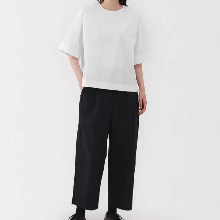 [BUNJANG] Muji Broad 5-Sleeve Blouse / 무인양품 건조가 빠른 브로드 5부소매 블라우스