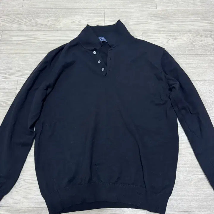 [BUNJANG] Ganci Ulens Cotton Long Sleeve Collar Knit Black XL / [XL]건지울른스 코튼긴팔 카라니트