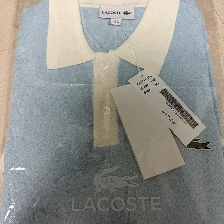 [BUNJANG] Lacoste Cotton Blend Open Collar Short Sleeve Sweater - Light Blue / 미개봉 라코스테 부클 스웨터 폴로 반팔 100 라이트블루