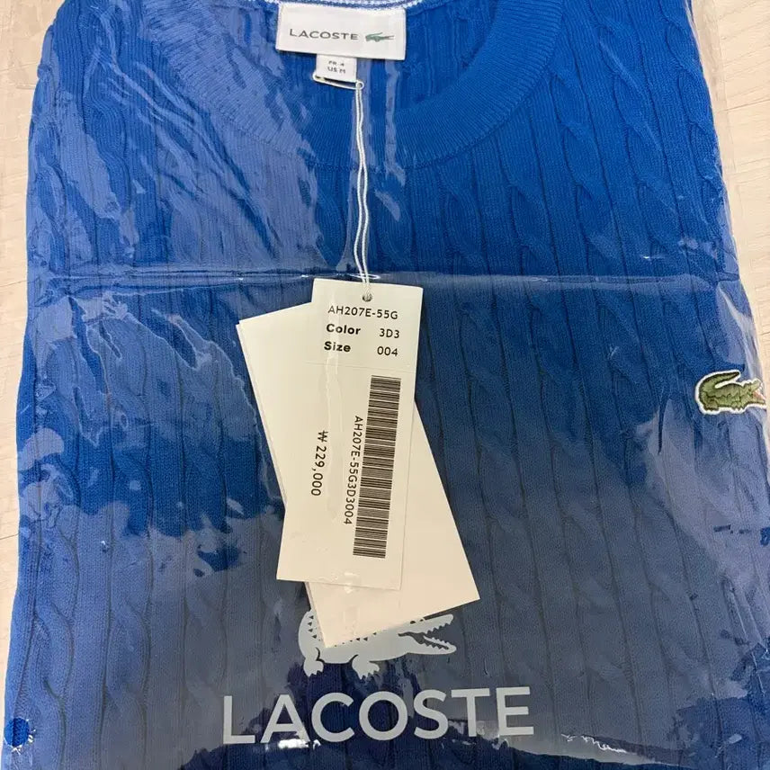 [BUNJANG] Lacoste Cable Knit Short Sleeve Sweater Blue / 미개봉 라코스테 케이블 스웨터 반팔 100 블루