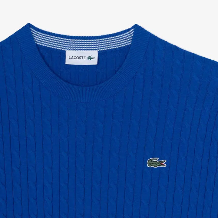 [BUNJANG] Lacoste Cable Knit Short Sleeve Sweater Blue / 미개봉 라코스테 케이블 스웨터 반팔 100 블루