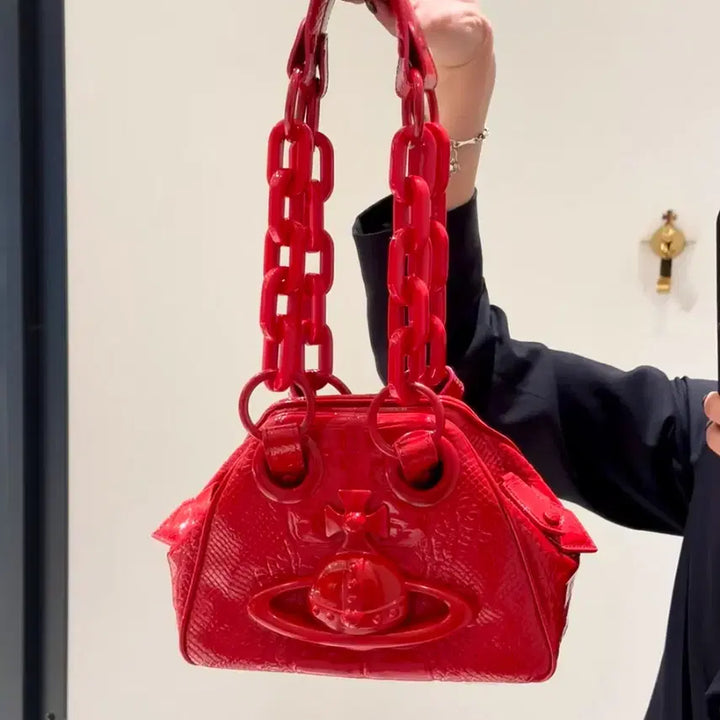 [BUNJANG] Vivienne Westwood Red Big Logo Clutch Bag Shoulder Bag / 비비안웨스트우드 클러치백 숄더백 레드 빅로고