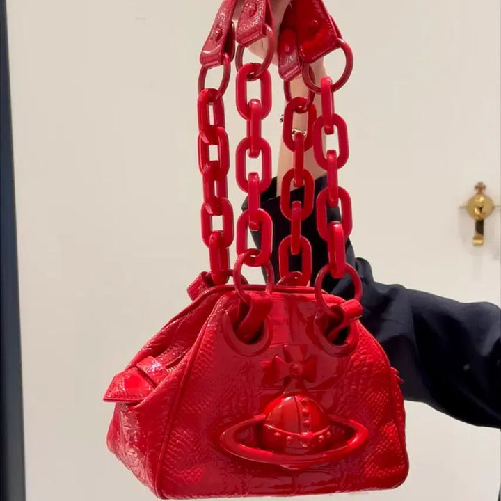 [BUNJANG] Vivienne Westwood Red Big Logo Clutch Bag Shoulder Bag / 비비안웨스트우드 클러치백 숄더백 레드 빅로고