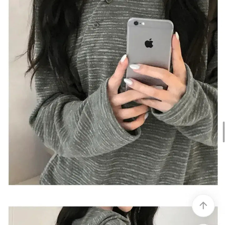 [BUNJANG] Striped Hood Handwarmer Long Sleeve T-Shirt - Khaki / 스트라이프 후드 핸드워머 긴팔 티셔츠 카키