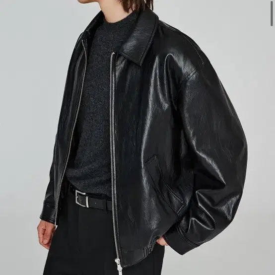 [BUNJANG] The Knit Company Eco Leather Jacket M / 더니트컴퍼니 에코레더자켓 M