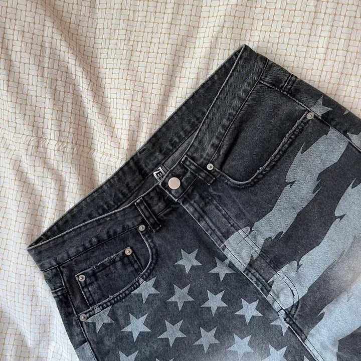 [BUNJANG] Wesken The Star Spangled Denim Pants Gray Size 2 / 웨스켄 스타 스팽글 데님 팬츠 그레이 2