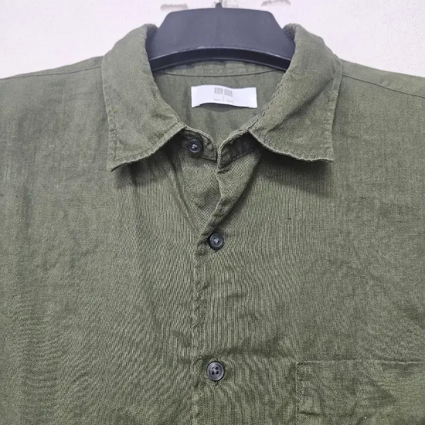 [BUNJANG] Uniqlo Linen Shirt Khaki L / 유니클로 린넨 셔츠 L 카키색