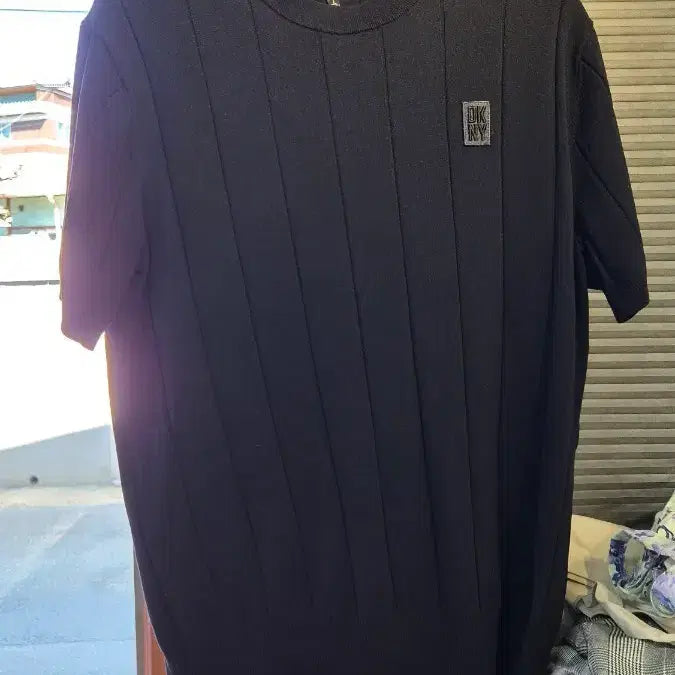 [BUNJANG] DKNY Black Short Sleeve Knit T-Shirt XL / DKNY 블랙 반팔 니트 티셔츠