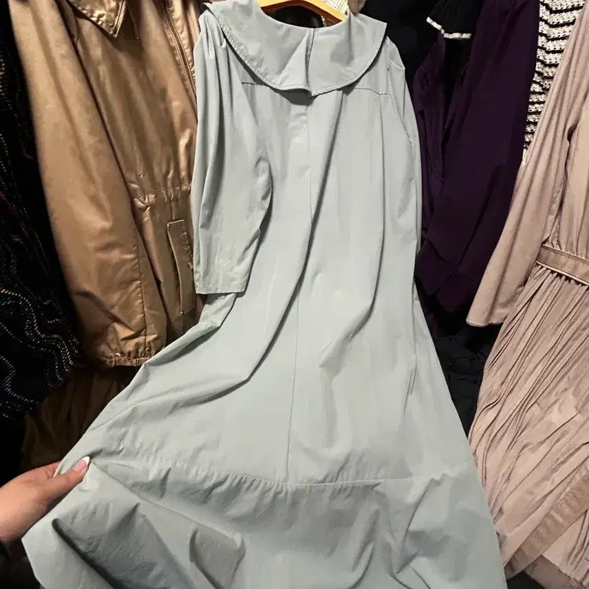 [BUNJANG] Satin Mint Long Dress Free Size / 샤틴 민트 롱 원피스 프리사이즈