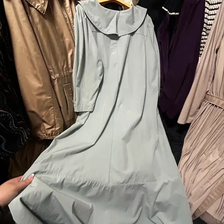 [BUNJANG] Satin Mint Long Dress Free Size / 샤틴 민트 롱 원피스 프리사이즈