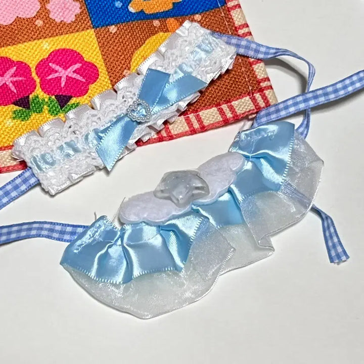 [BUNJANG] 10cm Doll Blue Lace Headband Dress Outfit / 10깅 블루 레이스 헤도레 원피스 인형옷 누이옷 룩업