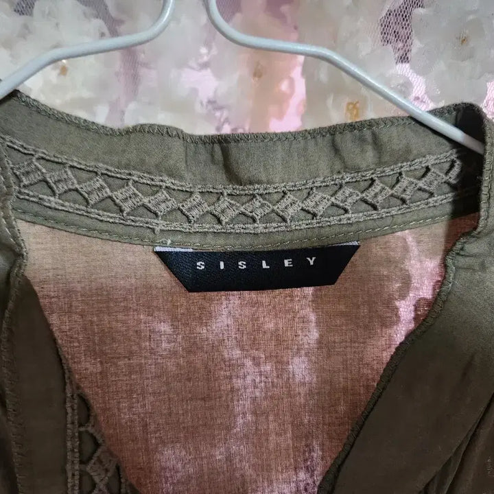 [BUNJANG] SISLEY Khaki Long Shirt Blouse / SISLEY 카키색 롱 셔츠 블라우스