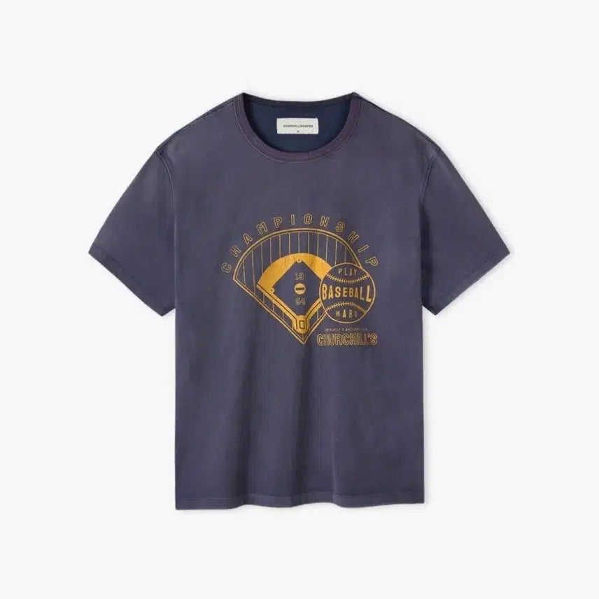 [BUNJANG] Churchill Romper Graphic Vintage Baseball T-Shirt Navy / [L/105]처칠롬퍼 그래픽 빈티지 티셔츠 베이스볼 네이비