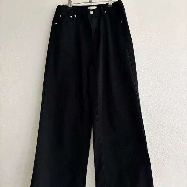 [BUNJANG] Black Wide Cotton Spandex Pants / 검정 와이드 면스판팬츠