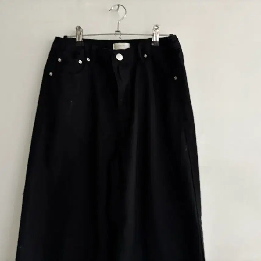 [BUNJANG] Black Wide Cotton Spandex Pants / 검정 와이드 면스판팬츠