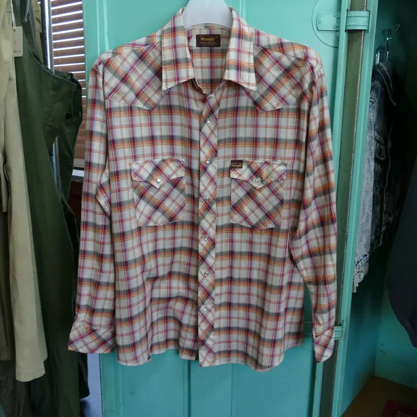 [BUNJANG] Wrangler Western Plaid Snap Shirt XL / [XL] 90년대 Made in Korea 랭글러 웨스턴 체크 셔츠