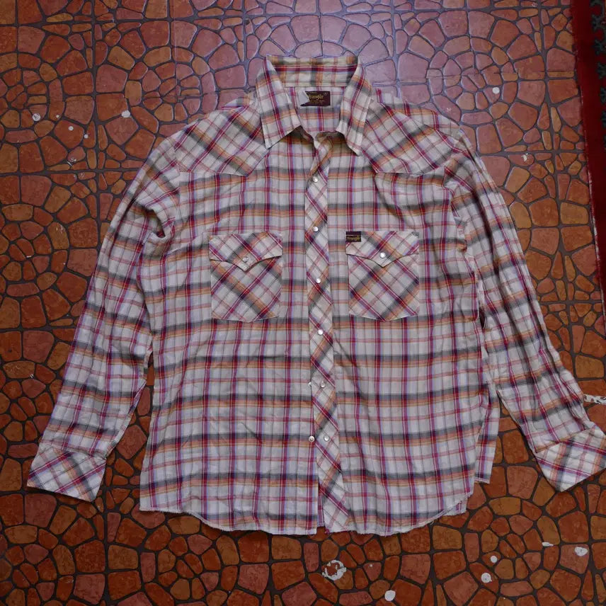 [BUNJANG] Wrangler Western Plaid Snap Shirt XL / [XL] 90년대 Made in Korea 랭글러 웨스턴 체크 셔츠
