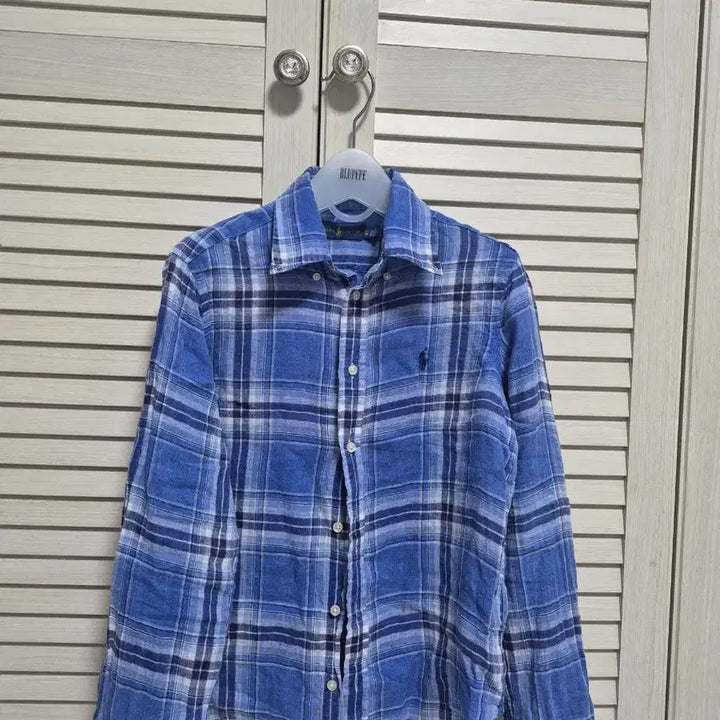 [BUNJANG] Polo Ralph Lauren Blue Check Linen Shirt / 폴로 랄프로렌 블루 체크 셔츠