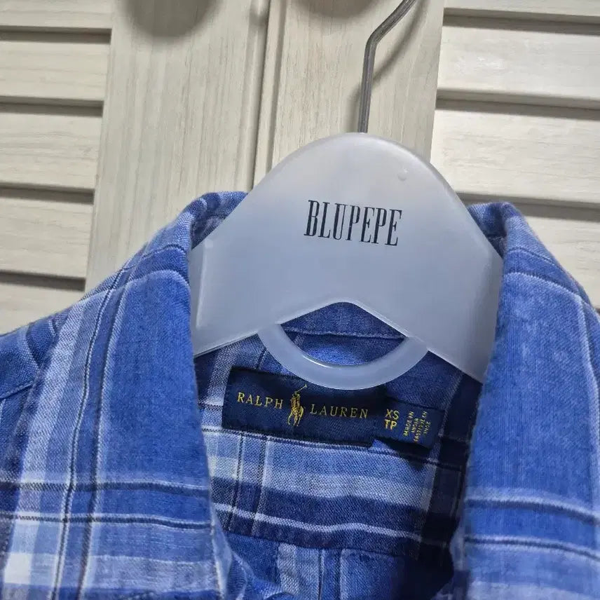 [BUNJANG] Polo Ralph Lauren Blue Check Linen Shirt / 폴로 랄프로렌 블루 체크 셔츠