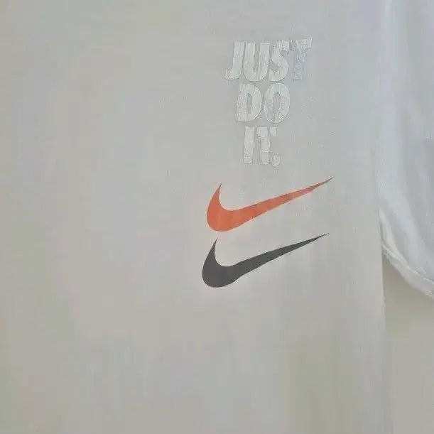 [BUNJANG] Nike Just Do It White Short Sleeve T-Shirt Orange/Black Swoosh / 나이키 저스트두잇 흰색 반팔티 오렌지/블랙 스우시