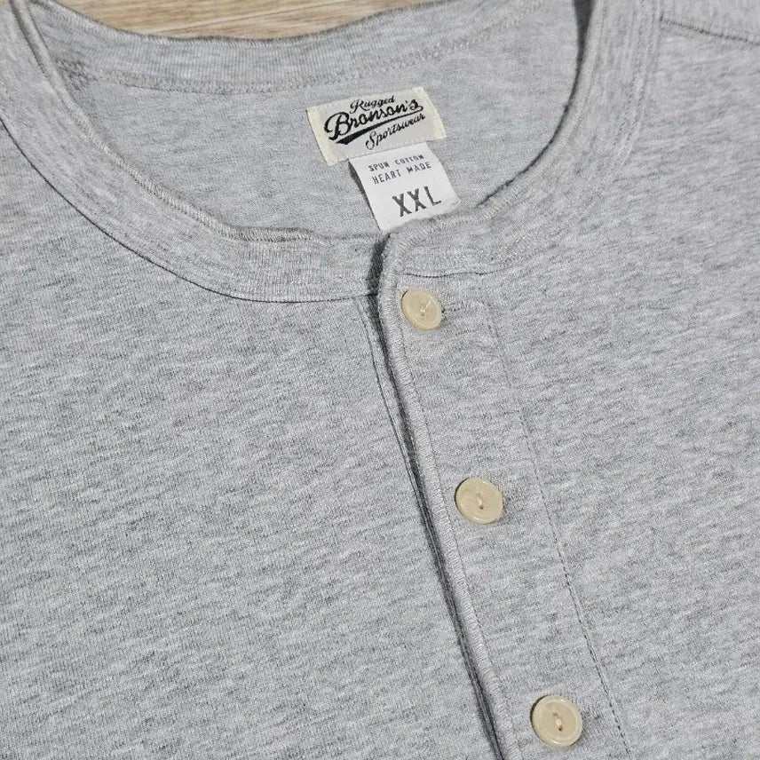 [BUNJANG] Bronson Henry Neck Short Sleeve T-Shirt - Gray, XXL / 브론슨 헨리넥 반팔 그레이 XXL