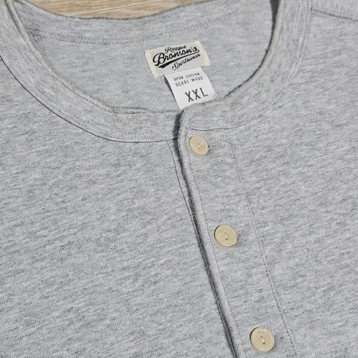 [BUNJANG] Bronson Henry Neck Short Sleeve T-Shirt - Gray, XXL / 브론슨 헨리넥 반팔 그레이 XXL