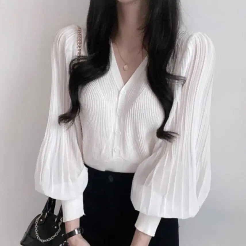 [BUNJANG] White Puff Sleeve Blouse / 애장템 중고 화이트 퍼프 블라우스