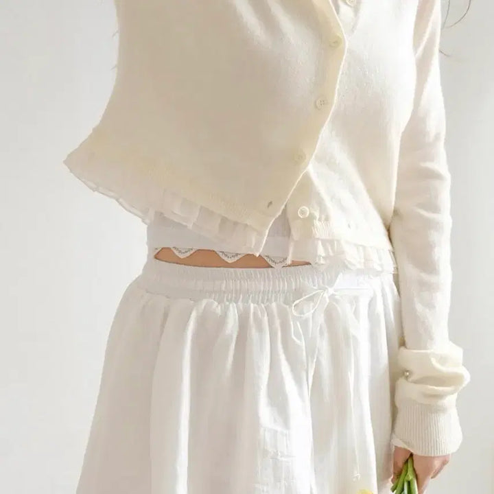 [BUNJANG] Lvoneir Lyle Frill Cashmere Cardigan Lemon Cream / 르보네어 lvoneir 라일 프릴 캐시 가디건 레몬크림