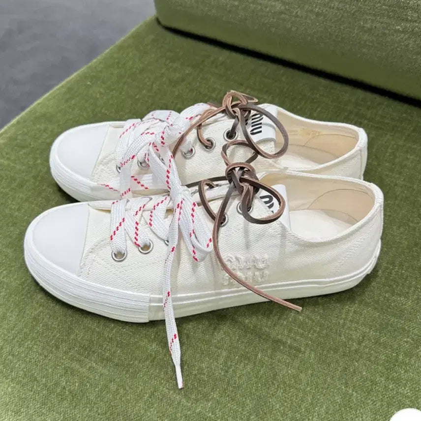 [BUNJANG] Miu Miu Logo Canvas Sneakers / 미우미우 5E384E 로고 캔버스 스니커즈
