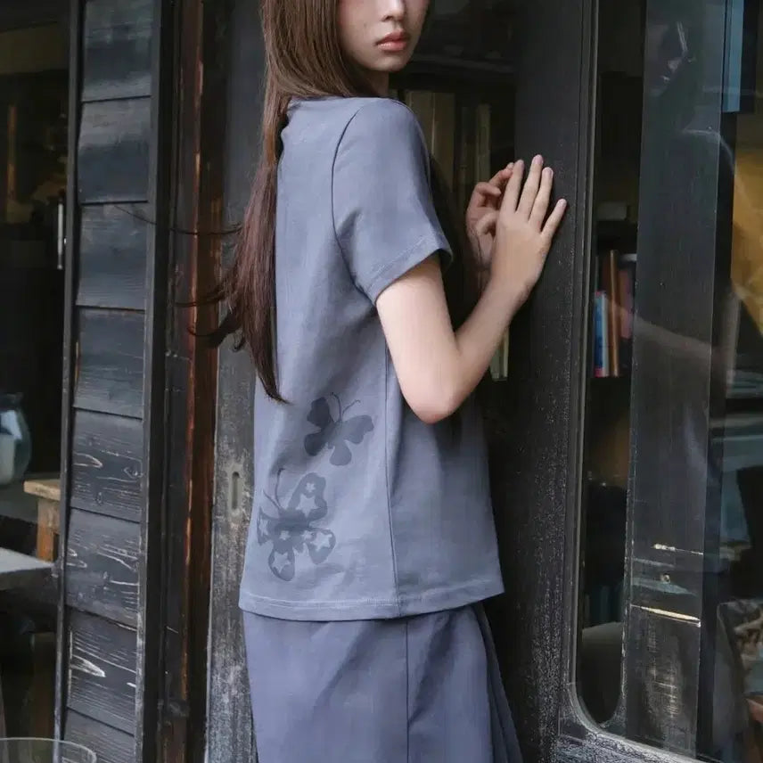 [BUNJANG] MICHAA Midnight Butterfly Pocket Short Sleeve T-Shirt Black / 미세키서울 레이 성수팝업 미드나잇 버터플라이포켓숏슬리브반팔티블랙검정