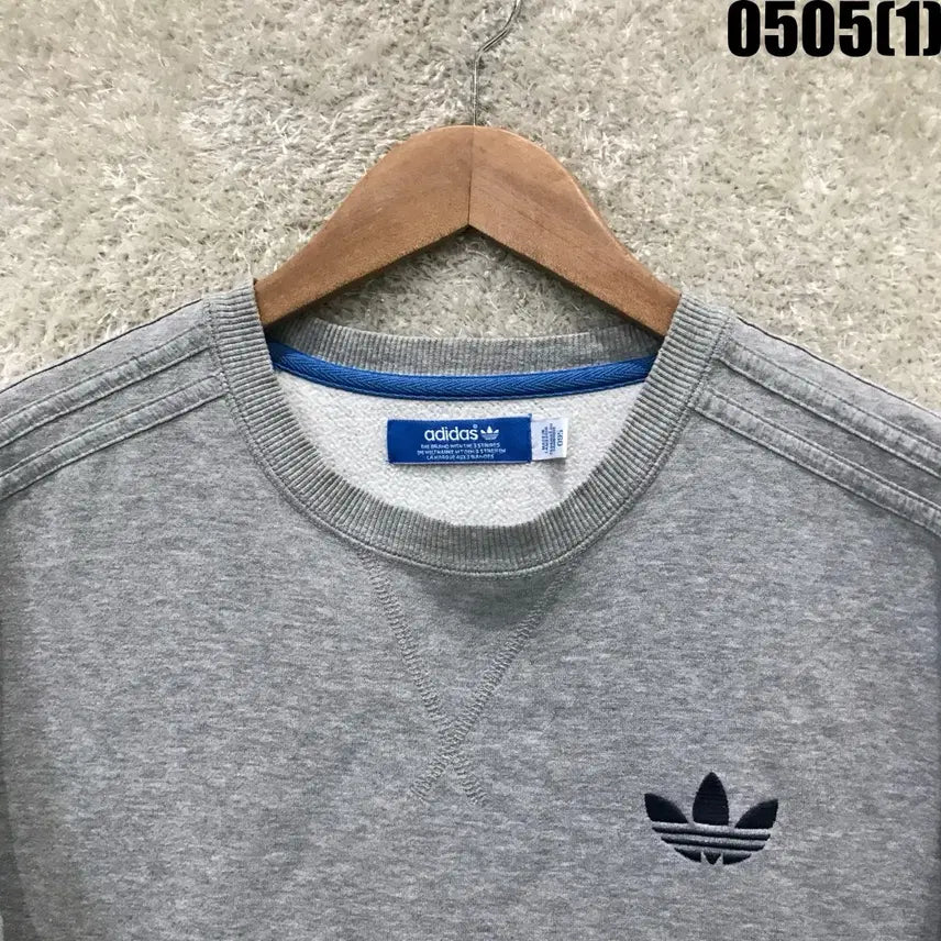 [BUNJANG] Adidas Three-Stripes Crewneck Sweatshirt Grey M / 아디다스 삼선 맨투맨 그레이 m