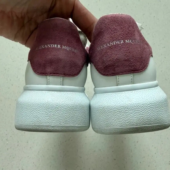 [BUNJANG] Alexander McQueen Oversol Sneakers White Leather Burgundy Suede Heel Tab / 알렉산더맥퀸