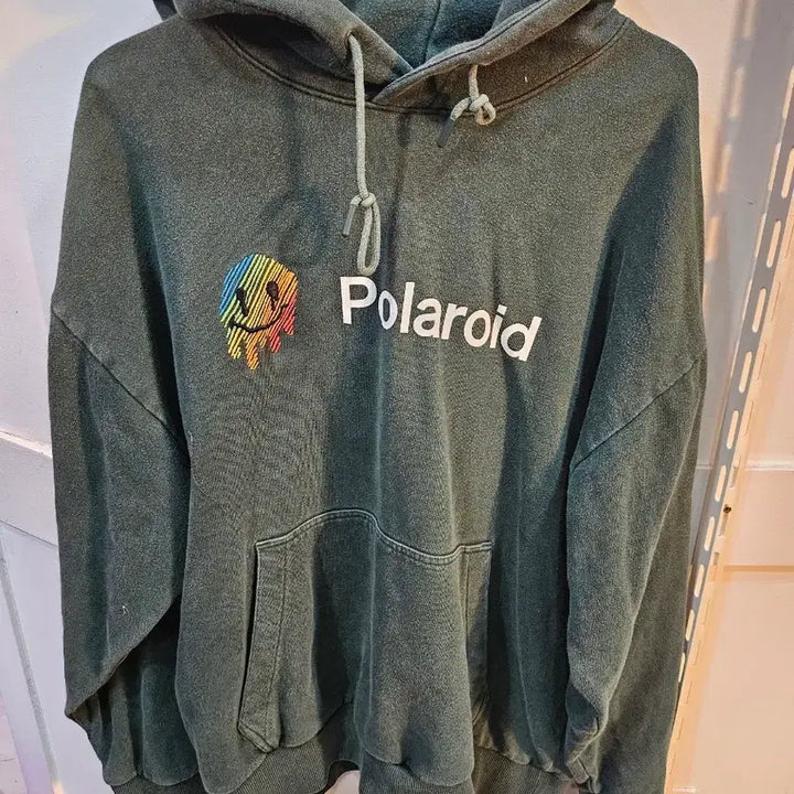 [BUNJANG] Polaroid Smile Hoodie Green / <만원빈티지>폴라로이드 스마일 후드티 그린