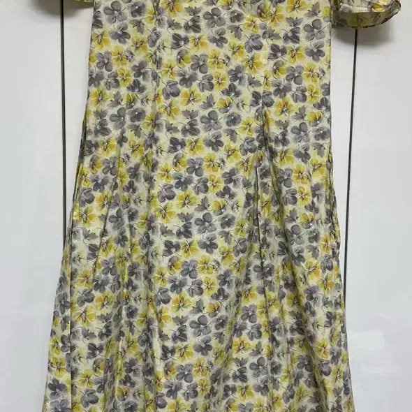 [BUNJANG] Flower Pattern Yellow Cotton Long Dress / 플라워 패턴 옐로우 면바스락롱 원피스