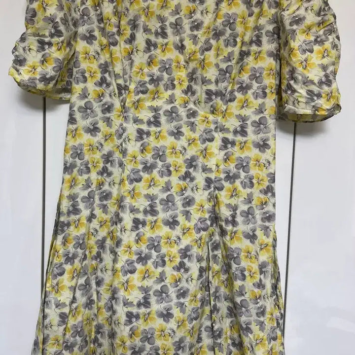 [BUNJANG] Flower Pattern Yellow Cotton Long Dress / 플라워 패턴 옐로우 면바스락롱 원피스