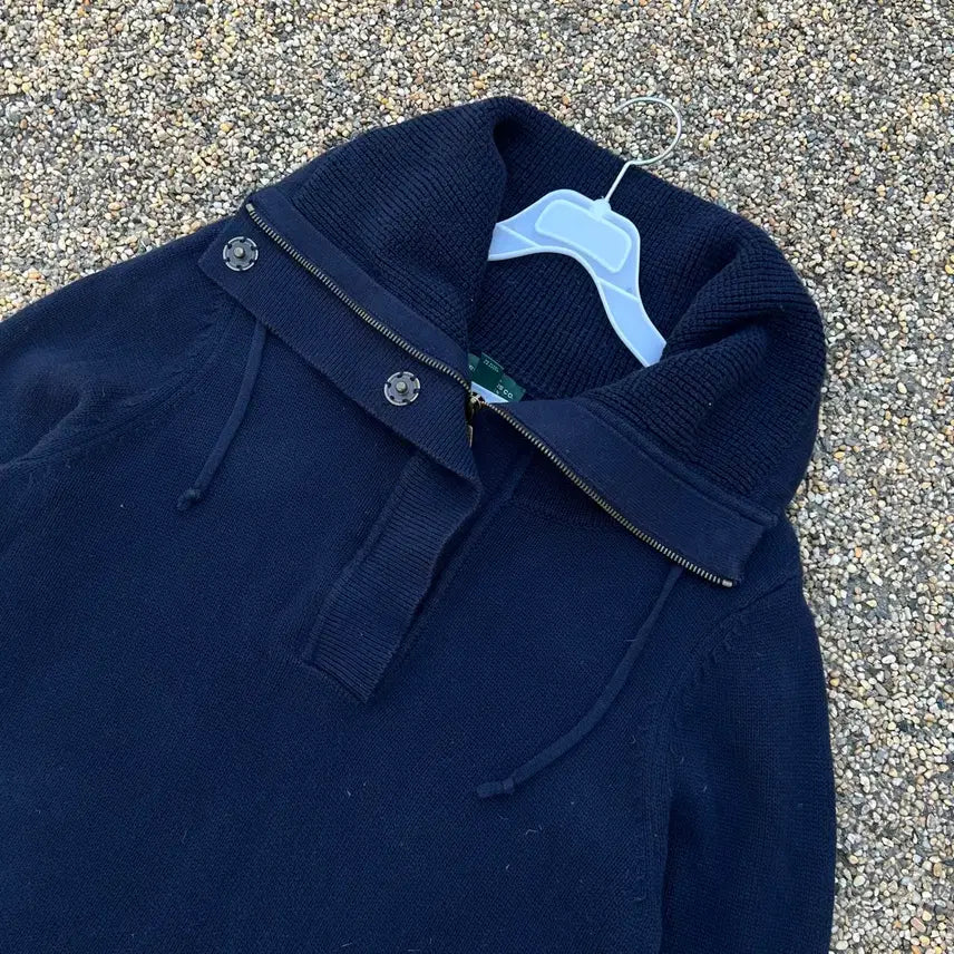 [BUNJANG] Polo Navy Shawl Collar Knit Sweater / 폴로 네이비 숄카라 니트