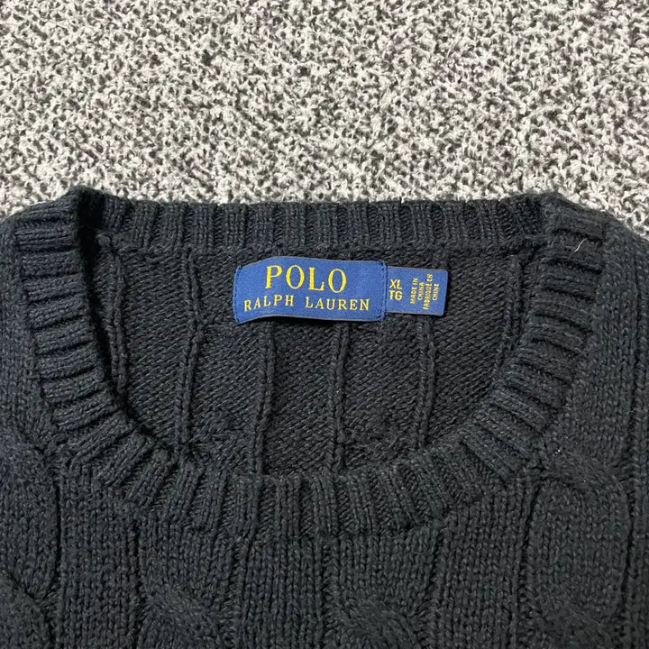 [BUNJANG] Polo Ralph Lauren Mini Pony Cable Knit Sweater Black / 빈티지9. 폴로랄프로렌 미니 포니 케이블 꽈배기 니트 스웨터 블랙