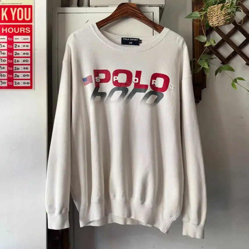[BUNJANG] Polo Sport Spellout Printing Sweatshirt / [XL]90&