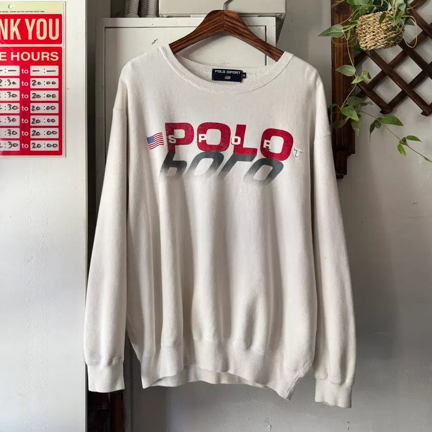 [BUNJANG] Polo Sport Spellout Printing Sweatshirt / [XL]90&