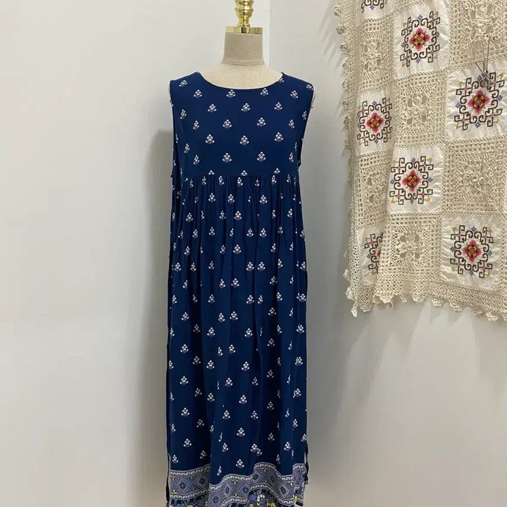 [BUNJANG] Navy Ethnic Chiffon Dress / 네이비 에스닉 찰랑 OPS