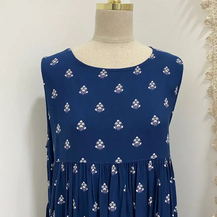 [BUNJANG] Navy Ethnic Chiffon Dress / 네이비 에스닉 찰랑 OPS