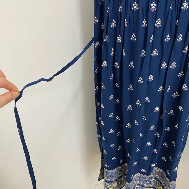 [BUNJANG] Navy Ethnic Chiffon Dress / 네이비 에스닉 찰랑 OPS